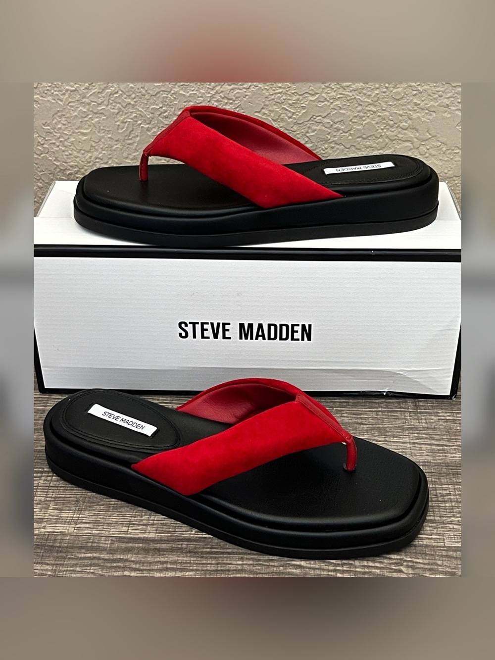 Steve Madden Women's Bella Suede Red Sandals Size-9.5